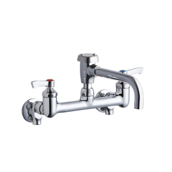 Elkay LK940VS07L2S Service/Utility 8" Centerset Wall Mount Faucet with 7" Vented Spout 2" Lever Handles 1/2" Offset Inlets+Stop