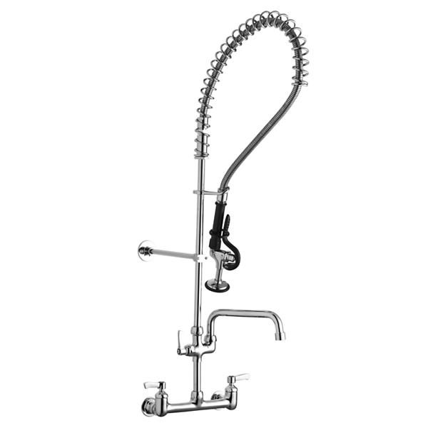 Elkay LK943AF08LC 8" Centerset Wall Mount Faucet 44" Flexible Hose with 1.2 GPM Spray Head + 8" Arc Tube Spout 2" Lever Handles