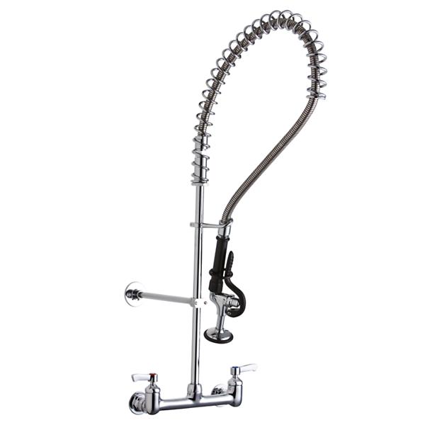 Elkay LK943LC 8" Centerset Wall Mount Faucet 44" Flexible Hose w/1.2 GPM Spray Head 2" Lever Handles 1.2 GPM Spray Head