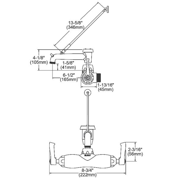 Elkay LK945BP07L2T Service/Utility Single Hole Wall Mount Faucet w/7" Bucket Hook Spout 2" Lever Handles 2" Inlet Chrome