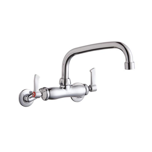 Elkay LK945TS08L2T Foodservice 3-8" Adjustable Centers Wall Mount Faucet w/8" Tube Spout 2" Lever Handles 2" Inlet Chrome