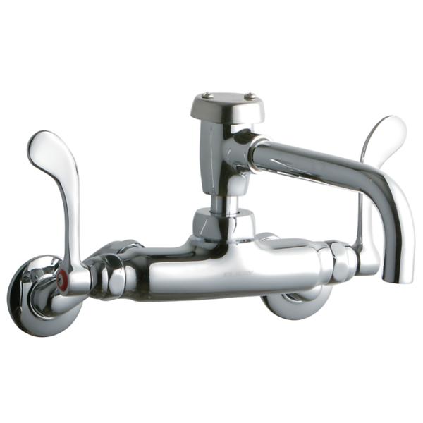 Elkay LK945VS07T4T Foodservice 3-8" Adjustable Centers Wall Mount Faucet w/7" Vented Spout 4" Wristblade Handles 2" Inlet