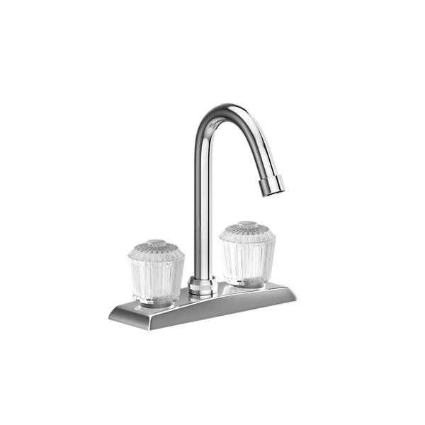 Elkay LKA2475LF 4" Centerset Deck Mount Faucet with Gooseneck Spout and Clear Crystalac Handles Chrome