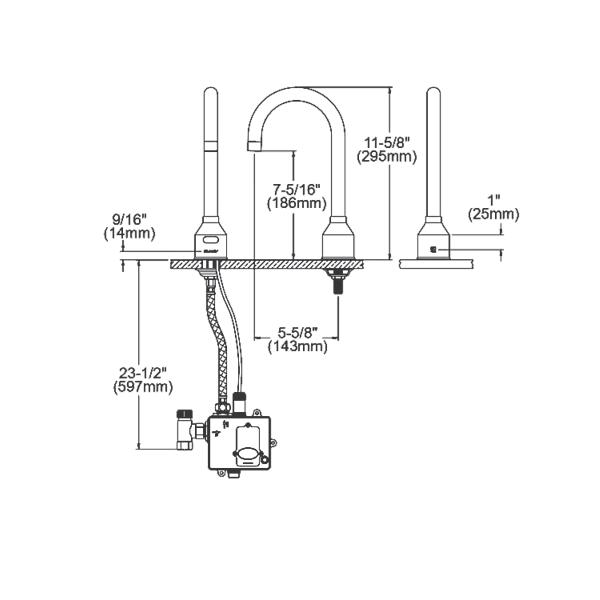 Elkay LKB721C Commercial Electronic Sensor Scrub/Handwash Battery Powered Deck Mount Faucet Chrome