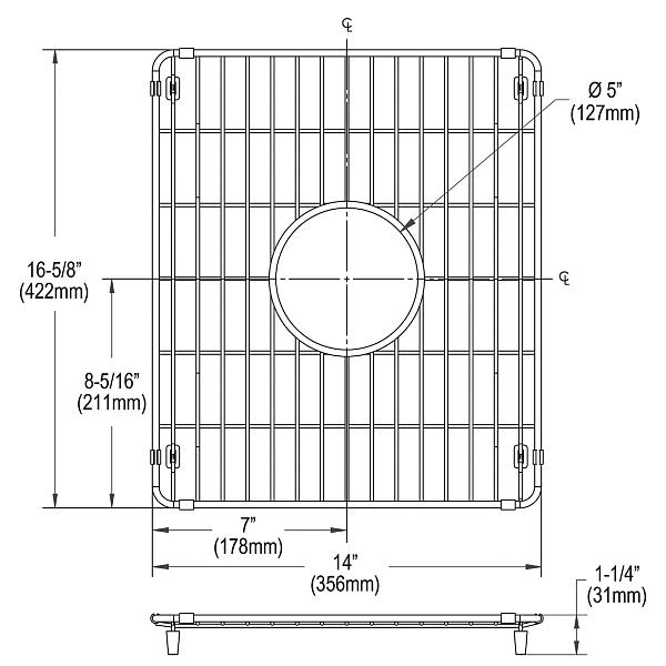 Elkay LKBG1417SS Stainless Steel 14" x 16-5/8" x 1-3/8" Bottom Grid