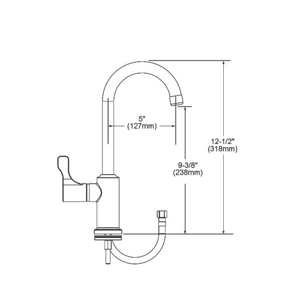 Elkay LKD208513C Single Hole 12-1/2" Deck Mount Faucet with Gooseneck Spout Lever Handle on Right Side Chrome