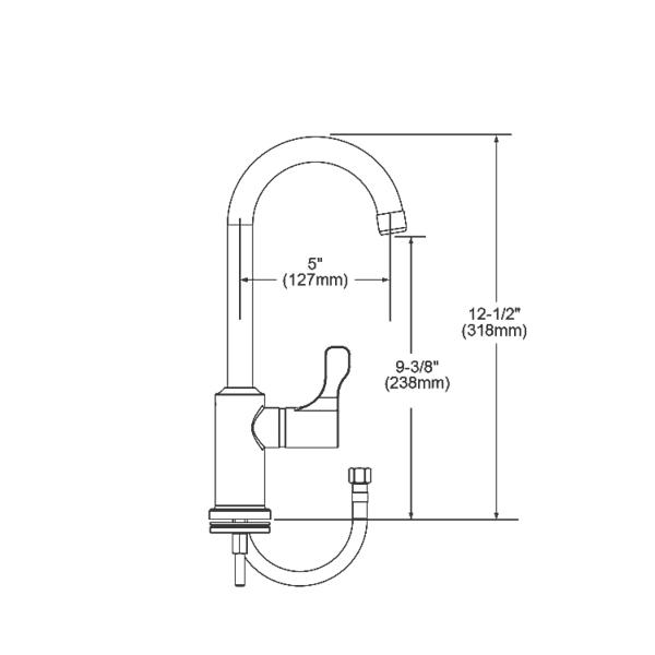 Elkay LKD208513LC Single Hole 8-5/8" Deck Mount Faucet with Gooseneck Spout Lever Handle on Left Side Chrome