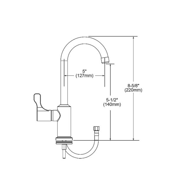 Elkay LKD20858C Single Hole 8-5/8" Deck Mount Faucet with Gooseneck Spout Lever Handle on Right Side Chrome