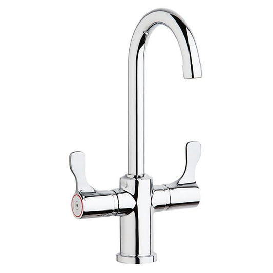 Elkay LKD208813C Single Hole 12-1/2" Deck Mount Faucet with Gooseneck Spout Twin Lever Handles Chrome