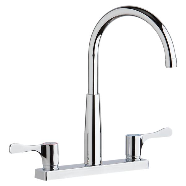 Elkay LKD2423BHC 8" Centerset Exposed Deck Mount Faucet with Gooseneck Spout and 4" Lever Handles Chrome