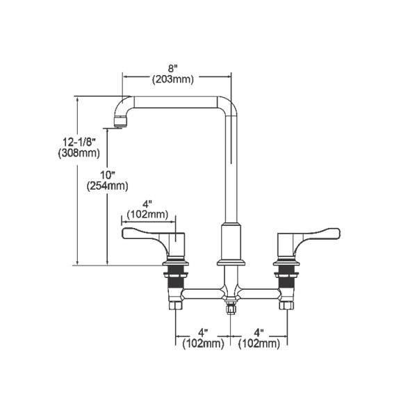 Elkay LKD2432BHC 8" Centerset Concealed Deck Mount Faucet with Arc Tube Spout and 4" Lever Handles Chrome