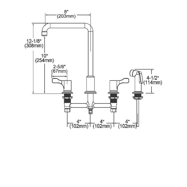 Elkay LKD2433C 8" Centerset Concealed Deck Mount Faucet with Arc Spout and 2-5/8" Lever Handles with Side Spray Chrome