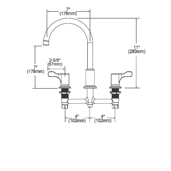 Elkay LKD2439C 8" Centerset Concealed Deck Mount Faucet with Arc Spout and 2-5/8" Lever Handles Chrome