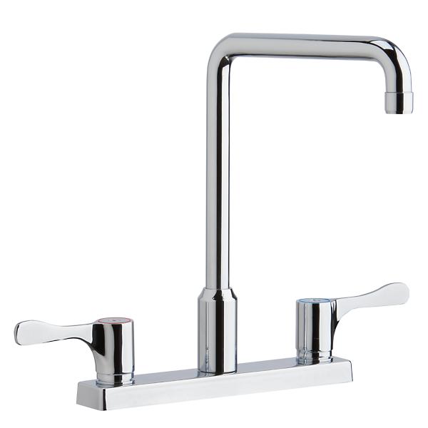 Elkay LKD2442BHC 8" Centerset Exposed Deck Mount Faucet with Arc Spout and 4" Lever Handles Chrome