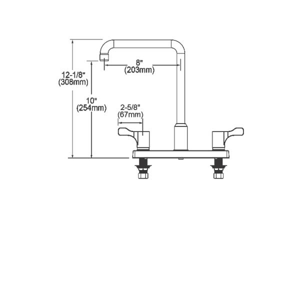 Elkay LKD2442C 8" Centerset Exposed Deck Mount Faucet with Arc Spout and 2-5/8" Lever Handles Chrome