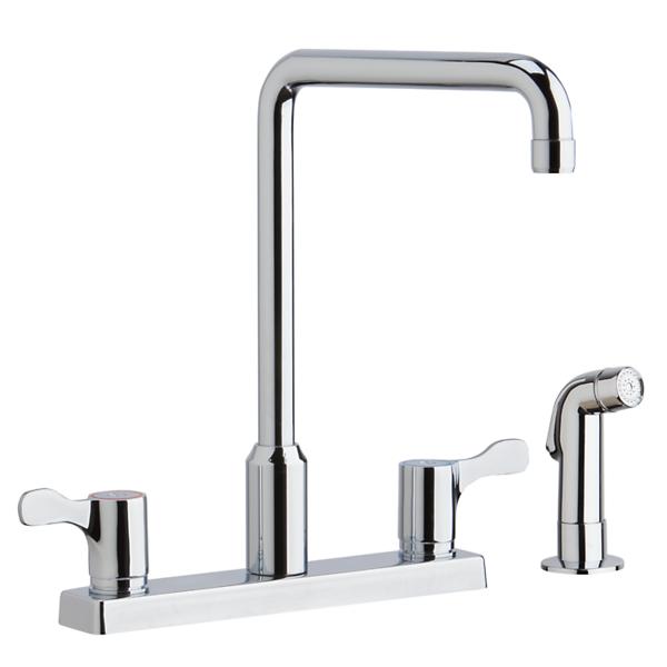 Elkay LKD2443C 8" Centerset Exposed Deck Mount Faucet with Arc Spout and 2-5/8" Lever Handles with Side Spray Chrome