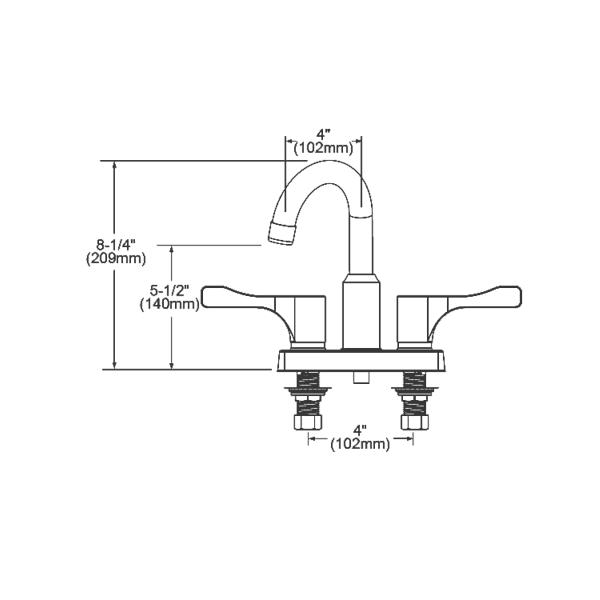 Elkay LKD24898BHC 4" Centerset Exposed Deck Mount Faucet with Arc Spout and 4" Lever Handles