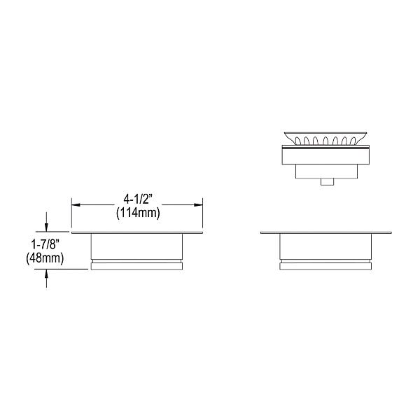 Elkay LKD35AS 3-1/2" Drain Fitting Antique Steel Finish Disposer Flange and Removable Strainer