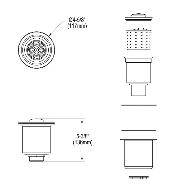 Elkay LKDD 3-1/2" Drain Fitting Deep Strainer Basket