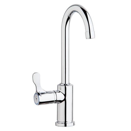 Elkay LKDVR208513LCFFC Single Hole 12-1/2" Vandal Resistant Deck Mount Faucet with Gooseneck Spout Lever Handle on Left Side Chrome Kit with Bubbler and Vandal-resistant Filtration Kit with Filter Status Monitor