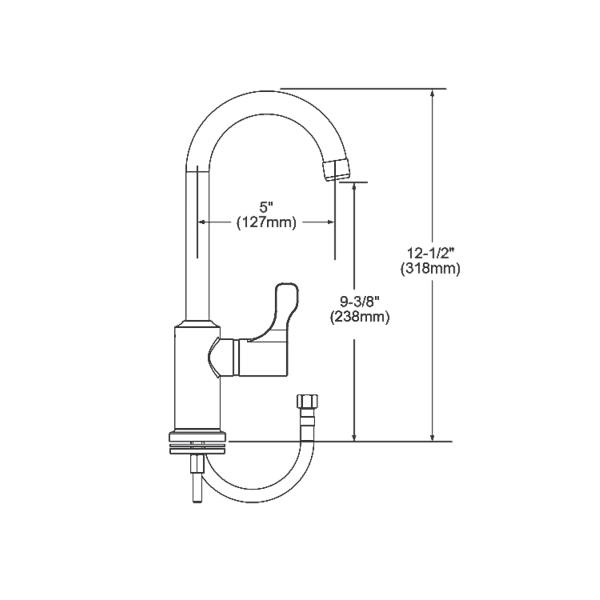 Elkay LKDVR208513LC Single Hole 12-1/2" Vandal Resistant Deck Mount Faucet with Gooseneck Spout Lever Handle on Left Side Chrome