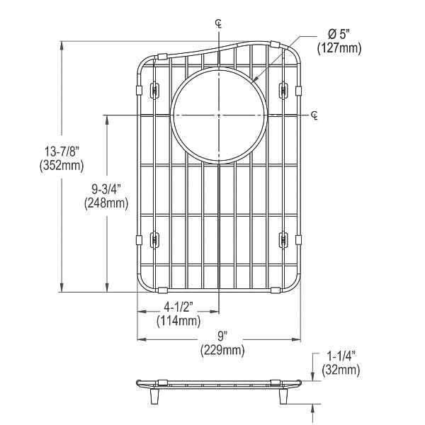 Elkay LKOBG1016SS Stainless Steel 9-5/8" x 14-5/8" x 1" Bottom Grid