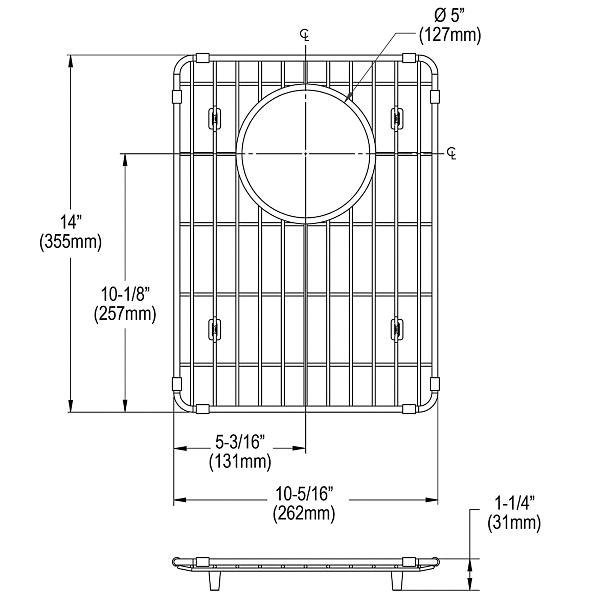 Elkay LKOBG1216SS Stainless Steel 10-5/16" x 14" x 1-1/4" Bottom Grid