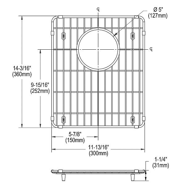 Elkay LKOBG1315SS Stainless Steel 11-13/16" x 14-3/16" x 1-5/16" Bottom Grid