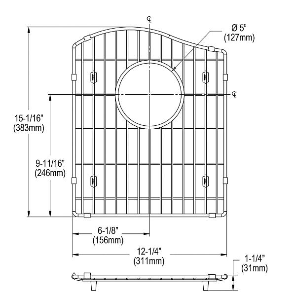 Elkay LKOBG1417LSS Stainless Steel 12-1/4" x 15-1/16" x 1-1/4" Bottom Grid