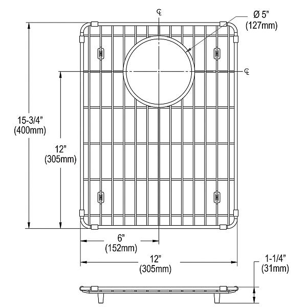 Elkay LKOBG1518SS Stainless Steel 12" x 15-3/4" x 1-1/4" Bottom Grid