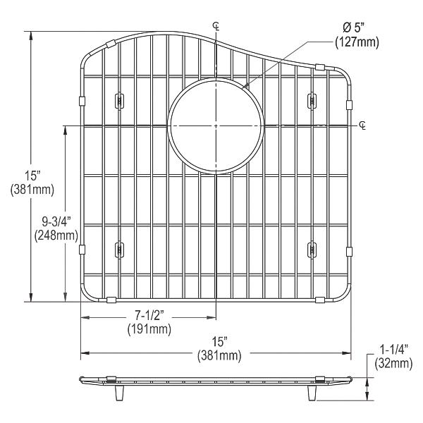 Elkay LKOBG1617SS Stainless Steel 15-11/16" x 15-1/2" x 1" Bottom Grid