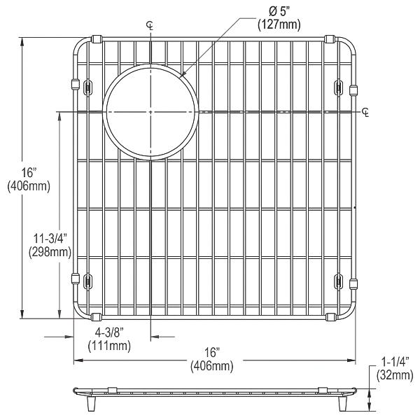 Elkay LKOBG1717SS Stainless Steel 16-5/8" x 16-5/8" x 1" Bottom Grid