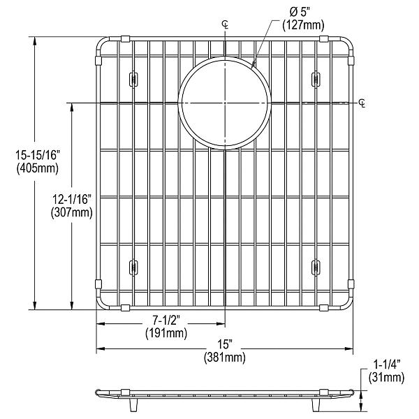 Elkay LKOBG1718SS Stainless Steel 15" x 15-15/16" x 1-1/4" Bottom Grid