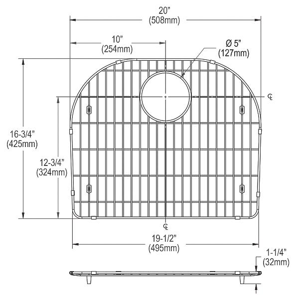 Elkay LKOBG2118SS Stainless Steel 20-1/8" x 17-1/2" x 1" Bottom Grid