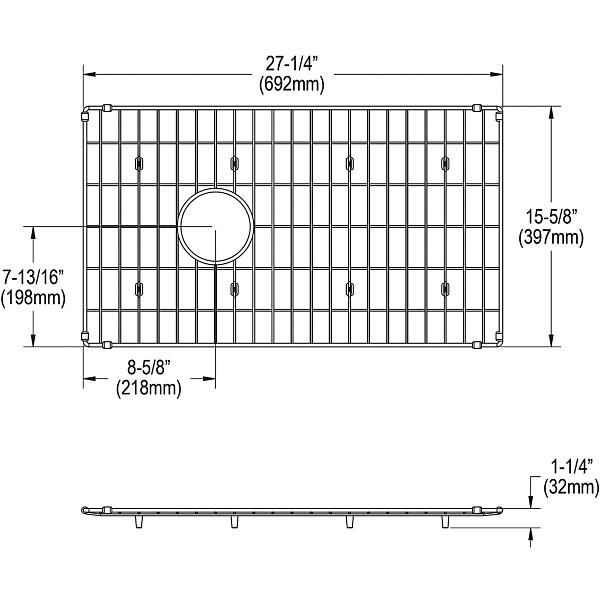 Elkay LKOBG2715SS Stainless Steel 27-1/4 x 15 x 1-3/8" Bottom Grid