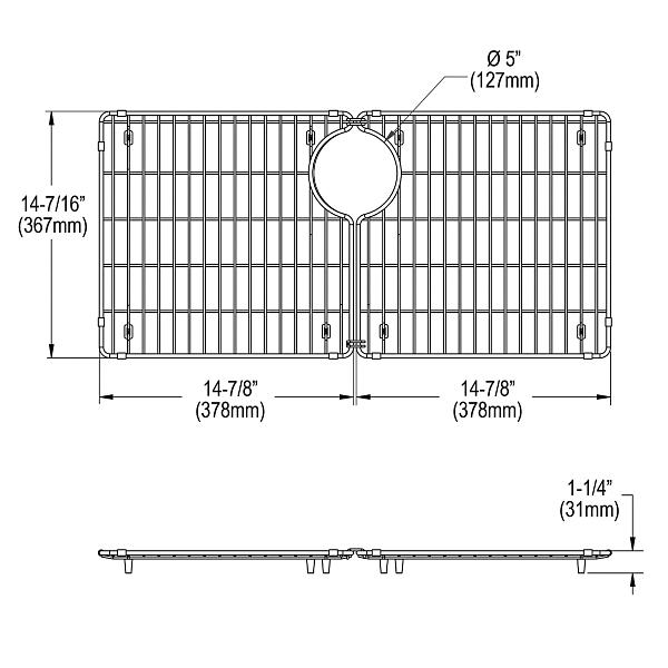 Elkay LKOBG3014SS Stainless Steel 14-7/16" x 29-15/16" x 1-1/4" Bottom Grid