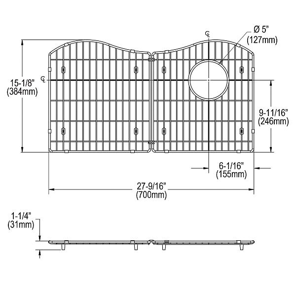 Elkay LKOBG3017RSS Stainless Steel 27-9/16" x 15-1/8" x 1-1/4" Bottom Grid