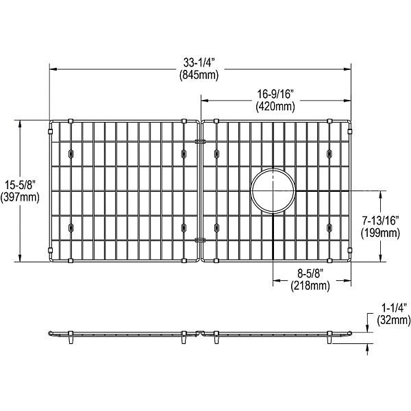 Elkay LKOBG3315SS Stainless Steel 33-1/4 x 15 x 1-3/8" Bottom Grid