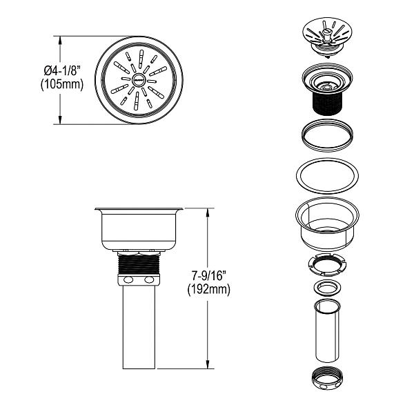 Elkay LKPD1 Perfect Drain® Fitting Type 304 Stainless Steel Body and Strainer