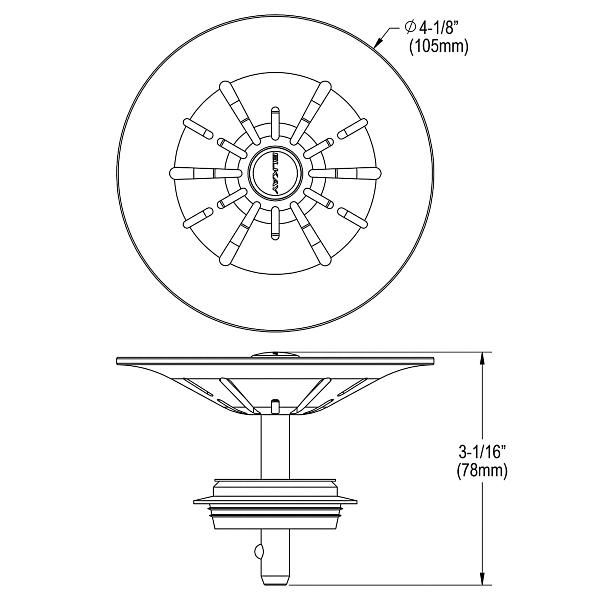 Elkay LKPDQS Quartz Perfect Drain® 3-1/2" Removable Polymer Basket Strainer and Rubber Stopper