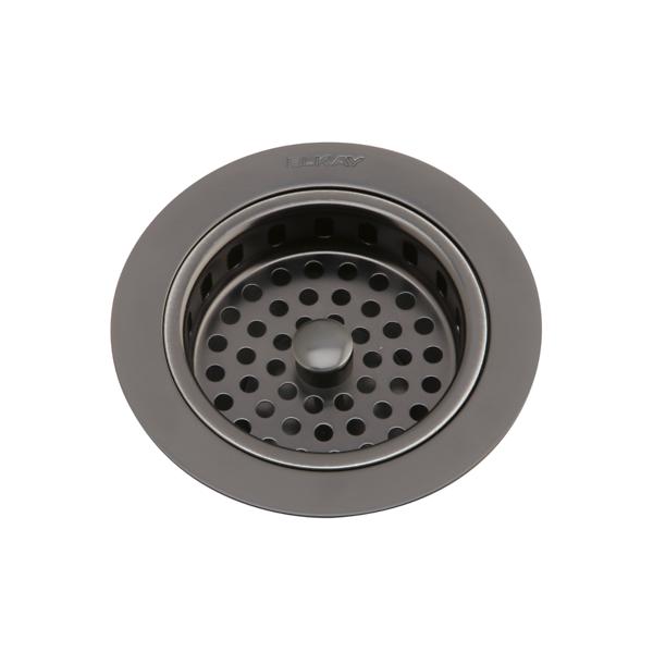 Elkay LKS35AS 3-1/2" Drain Fitting Antique Steel Finish Body and Basket with Rubber Stopper