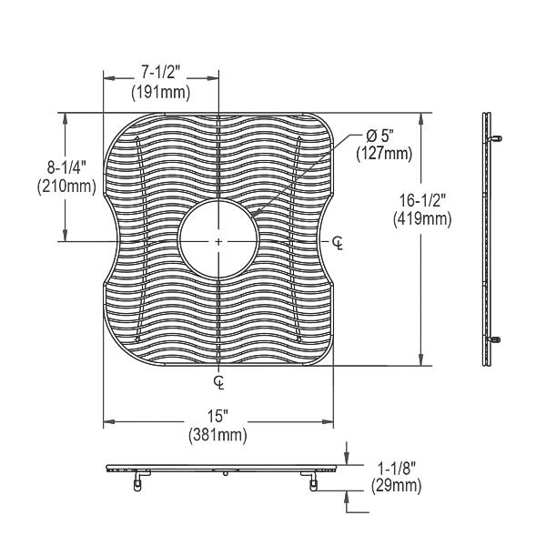 Elkay LKWBG1719SS Stainless Steel 15" x 16-1/2" x 1-1/8" Bottom Grid