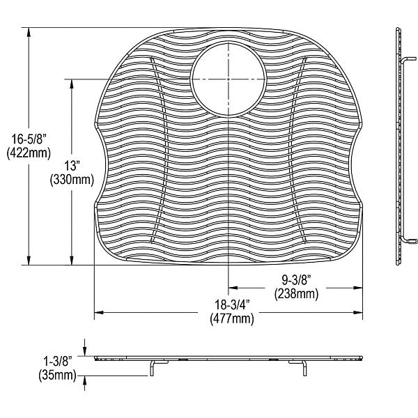 Elkay LKWOBG2118SS Stainless Steel 18-3/4" x 16-5/8" x 1" Bottom Grid