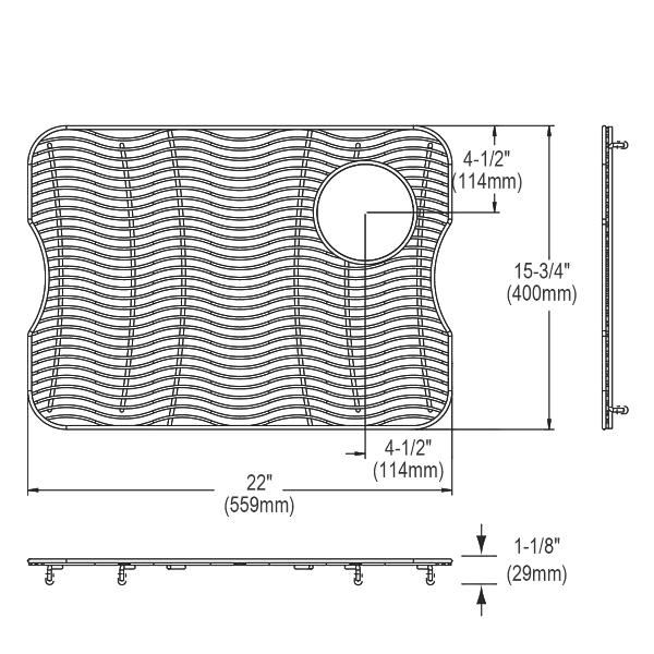 Elkay LKWOBG2317RSS Stainless Steel 22" x 15-3/4" x 1-1/8" Bottom Grid