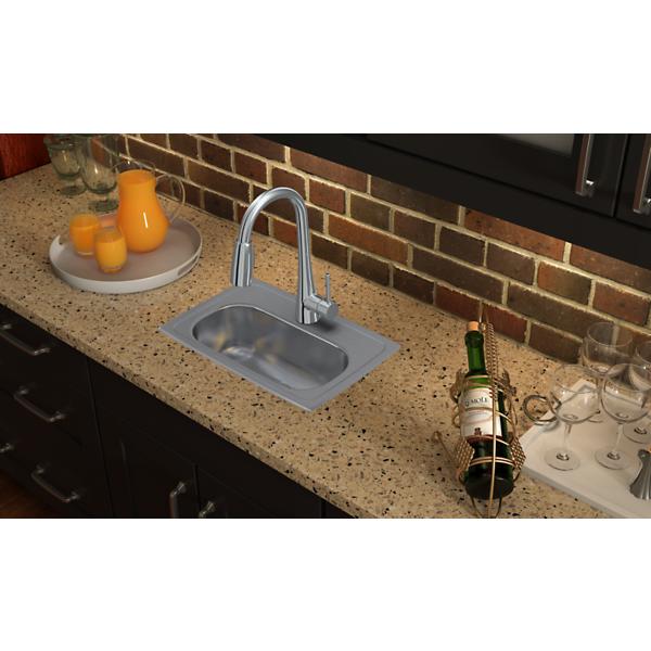 Elkay LMR2013 Lustertone Classic Stainless Steel 19-1/2" x 13" x 6-1/8" Single Bowl Drop-in Bar Sink