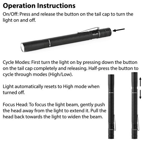 LUXPRO LP1042V2 Penlight 180 Lumen LED Focusing Flashlight, 6 Pieces Tray