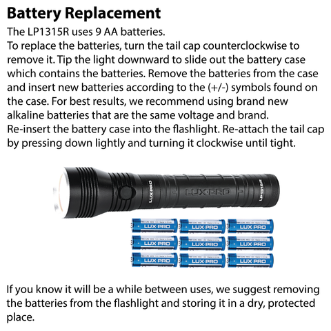 LUXPRO LP1315R High Output 1650 Lumen LED Flashlight, 4 Pieces Tray