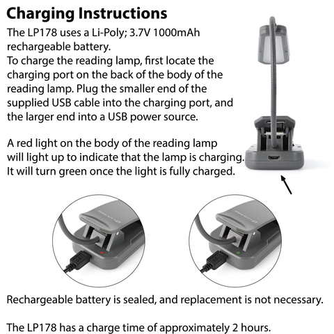 LUXPRO LP178 Rechargeable Reading Lamp with Warm LED, 6 Pieces Case