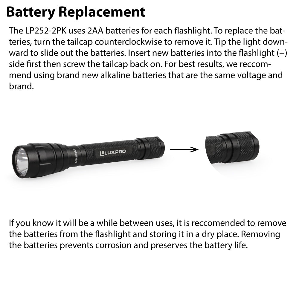 LUXPRO LP252-2PK Convenient 2AA Flashlights, 2 Pack