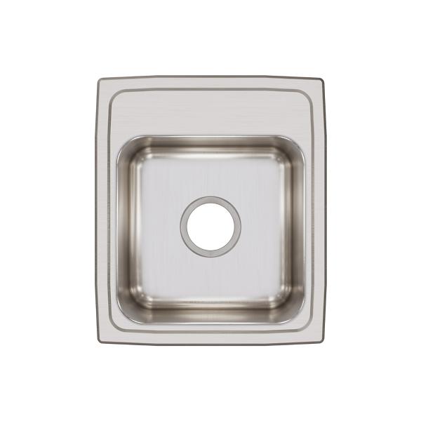 Elkay LRQ1517 Lustertone® Classic Stainless Steel 15" x 17-1/2" x 7-5/8" Single Bowl Drop-in Bar Sink with Quick-clip